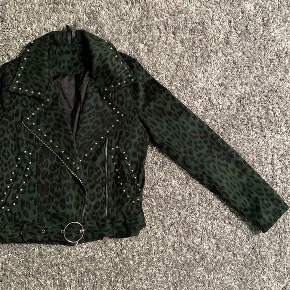 Nasty Gal Leopard Moto Jacket with Studs - Picture 9 of 16